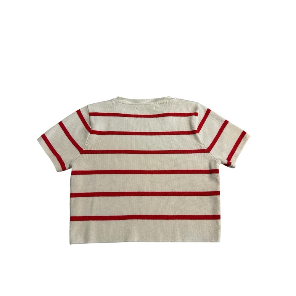 Zara Red and White Striped Short Sleeve Tee